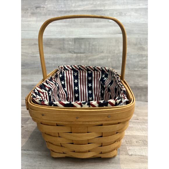 Longaberger 2002 Spring Basket 10.5" Handle All American Sparkler Standup Liner - Picture 4 of 11